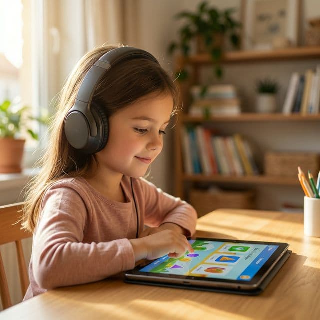 Happy student learning online